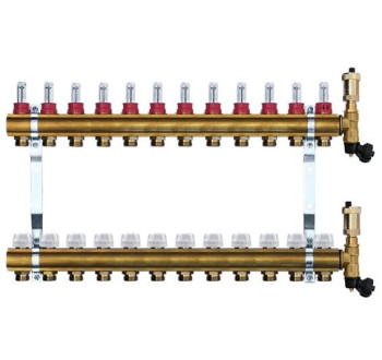Mosazný rozdělovač s automatickým odvzdušněním - 12 cestný