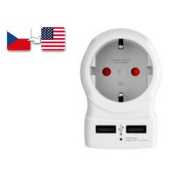 SKROSS cestovní adaptér USA USB pro použití ve Spojených státech, vč. 2x USB 240